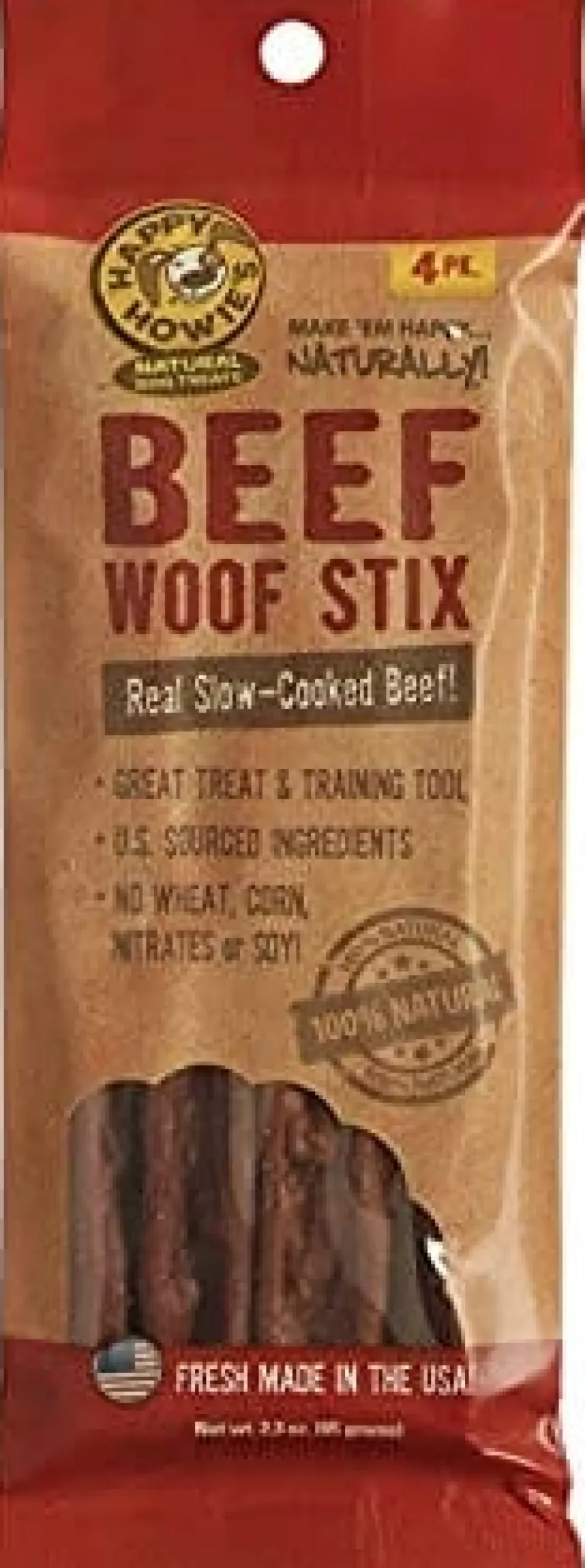Happy Howie's Woof Stix Dog Jerky Treats - 6 Inch - 4 Pack