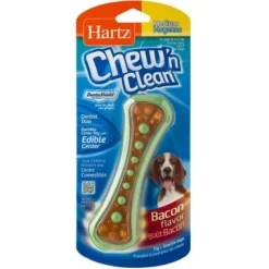 Hartz Mountain Chew N' Clean Clean Dental Duo Bacon Flavored Dog Toy - Small/Medium