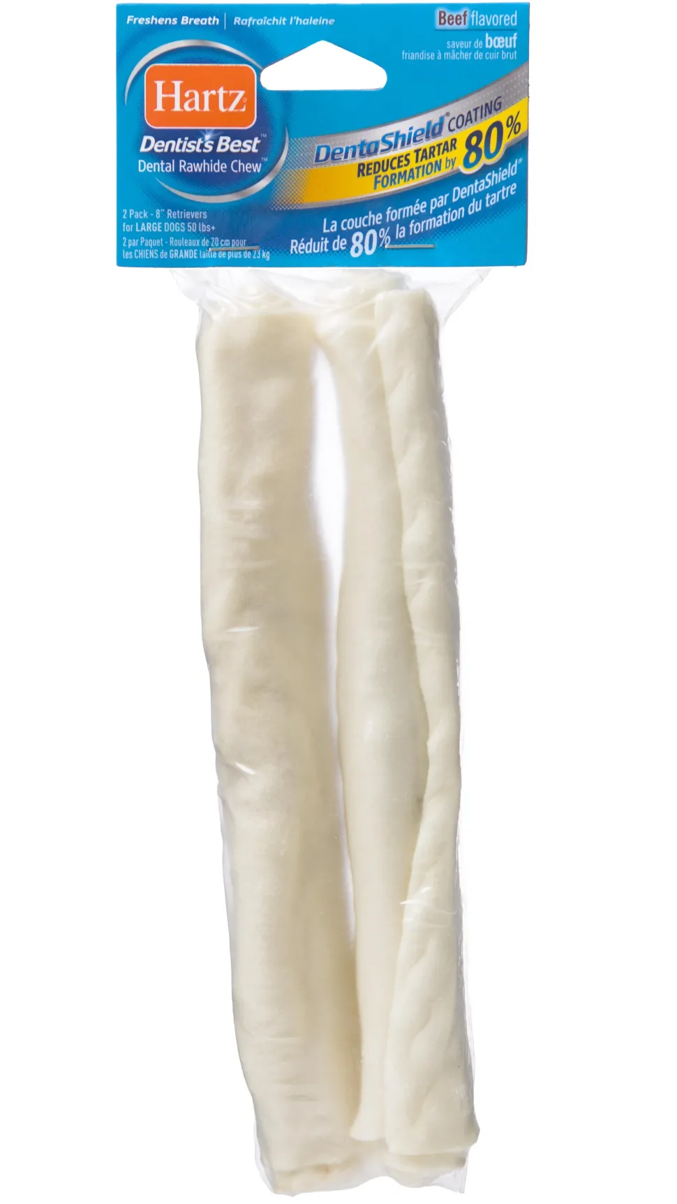 Hartz Mountain Dentist's Best Rawhide Retriever Natural Dog Chews - 8" Inch - 2 Pack