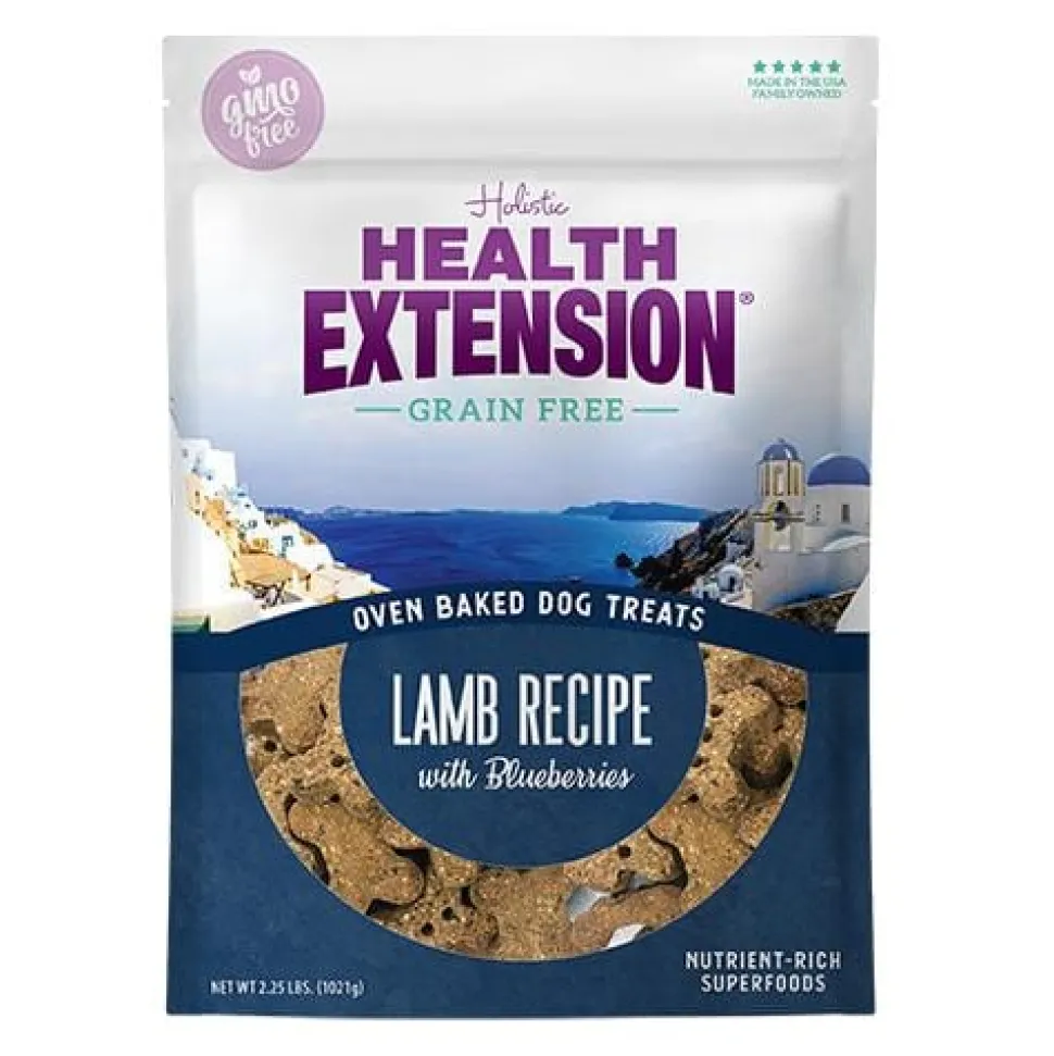 Health Extension Oven Baked Dog Treats Lamb Recipe with Blueberries
