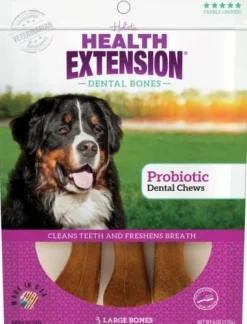 Health Extension Probiotic Bone-Shaped Dental Dog Chews - Large - 3 Pack