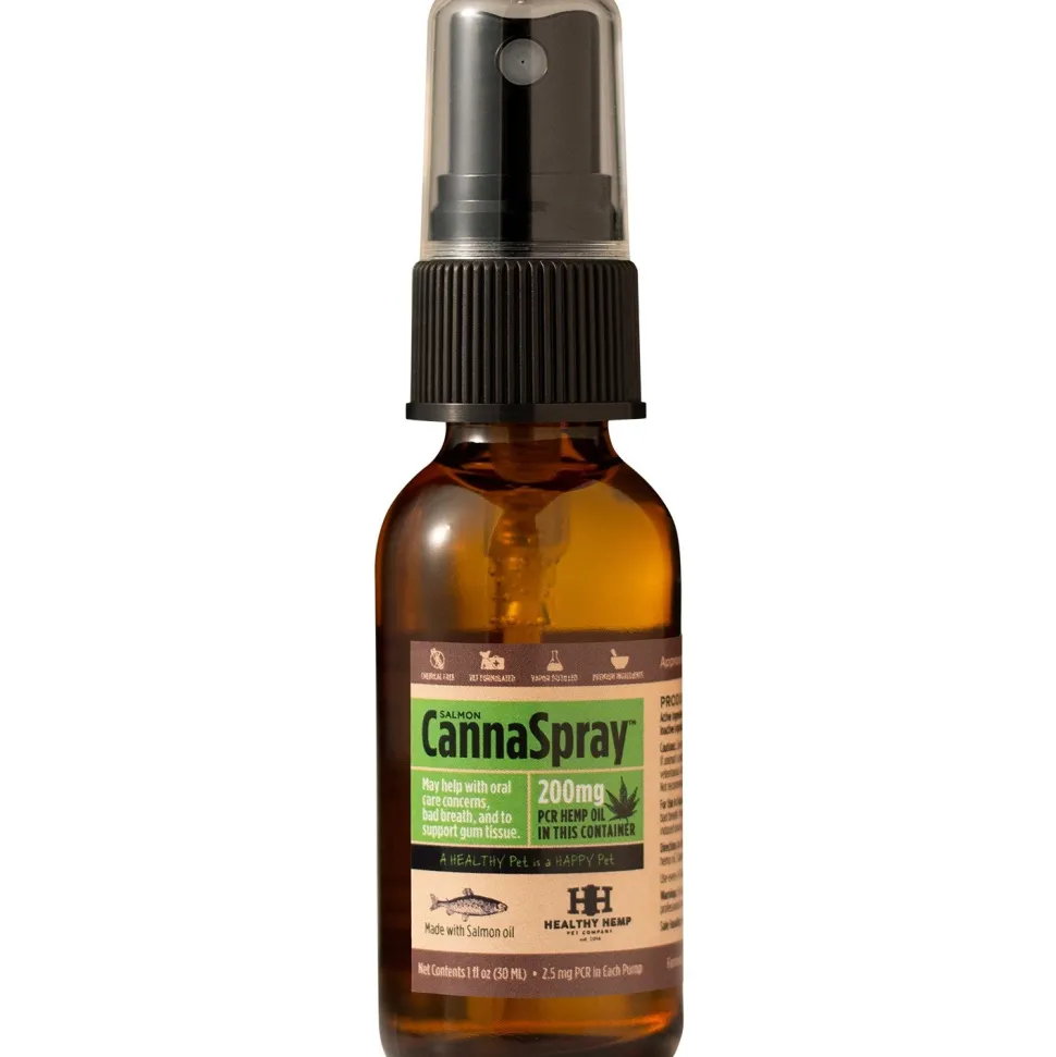 Healthy Hemp 30ml CannaSpray Salmon Oral Health Spray - 200mg Cat and Dog Supplements - 5 oz