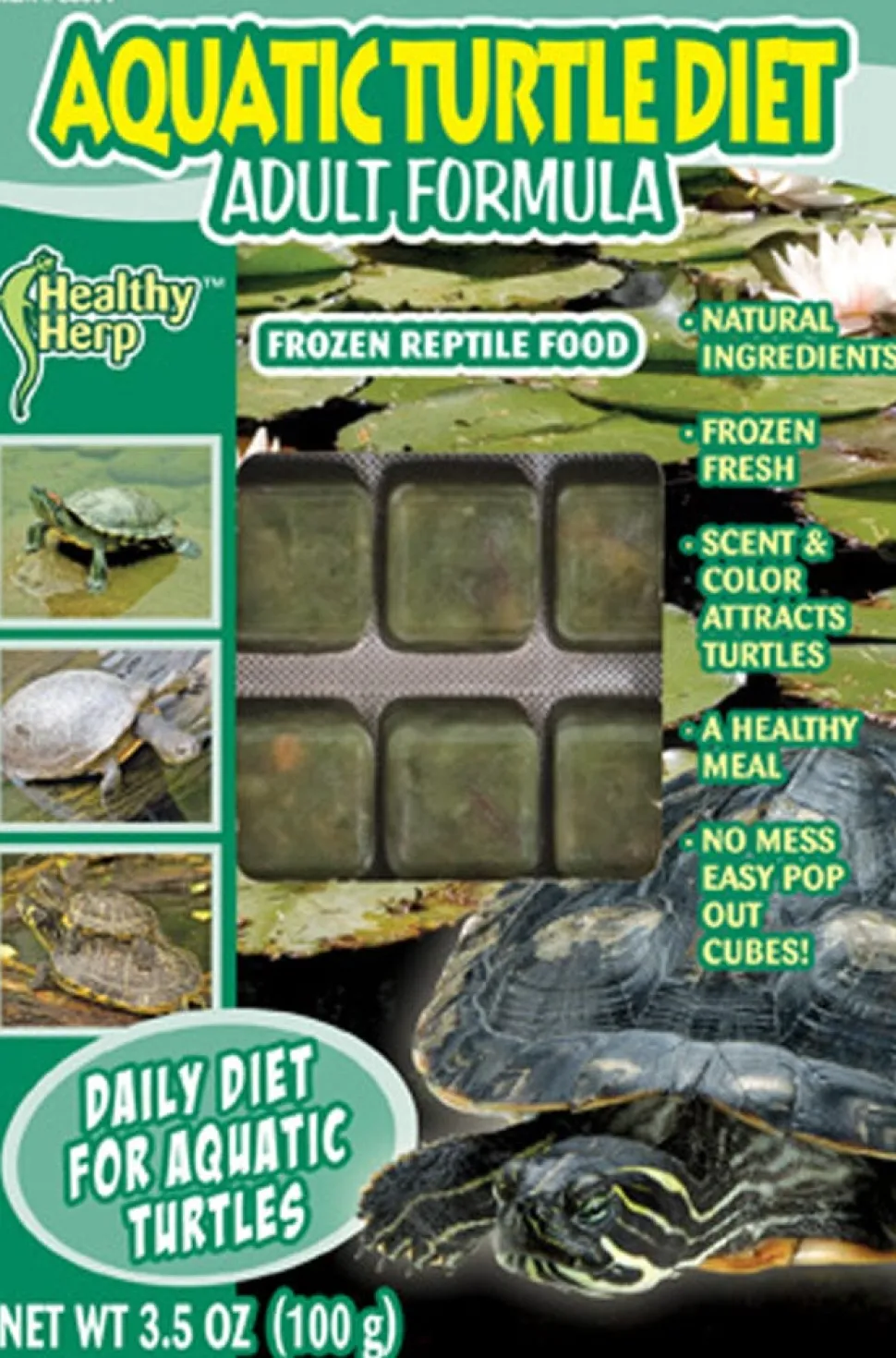 Healthy Herp Aquatic Turtle Diet Adult Formula Frozen Reptile Food - 3.5 Oz - 30 Count