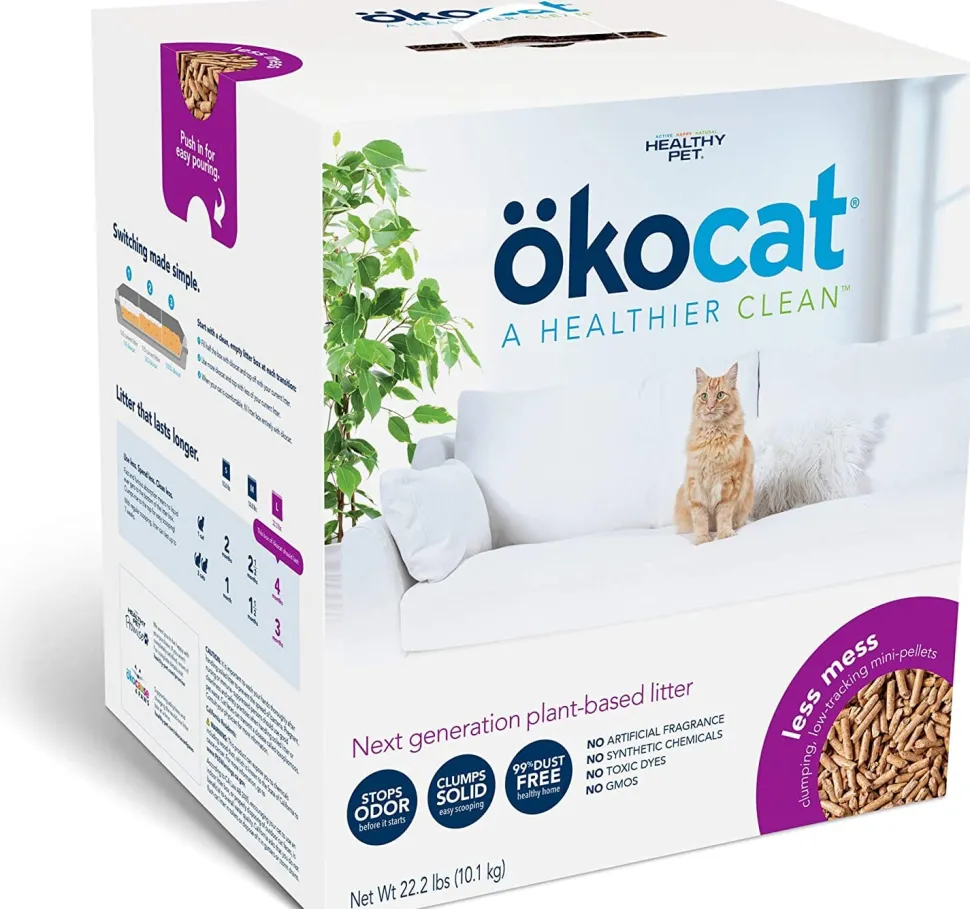 Healthy Pet Okocat Cat Clumping Wood Litter for Long Hair Breeds Cat Litter - 22.2 Lbs