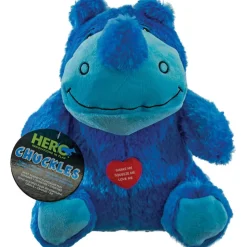 Hero Chuckles 2.0 Multi-Sound Making Rhino Plush Dog Toy - Blue - Large