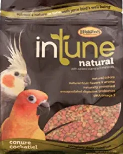 Higgins Intune Natural Conure and Cockatiel Bird Food - 40 Lbs