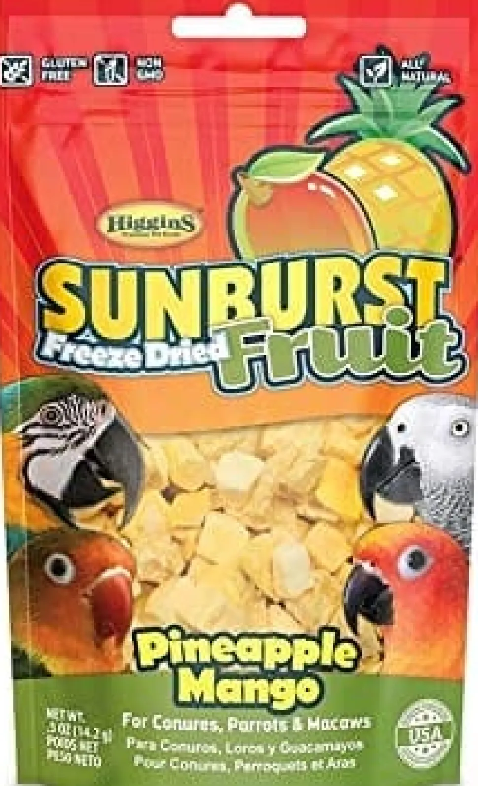 Higgins Sunburst Gourmet Freeze Dried Fruit Pineapple Mango Bird Treat Sticks - 0.5 Oz