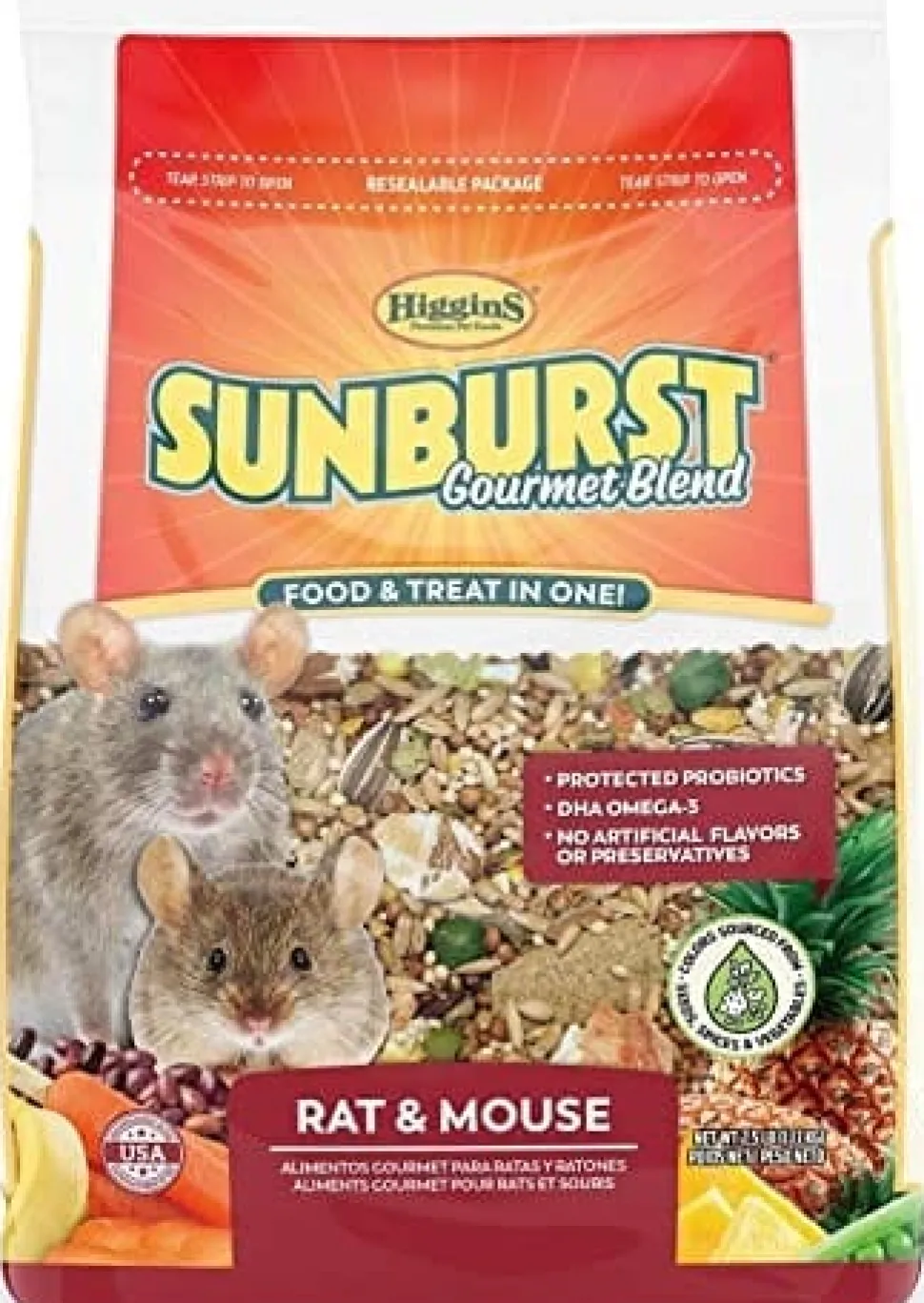 Higgins Sunburst Gourmet Diet 2.5 Rat & Mouse Small Animal Food - 2.5 Lbs