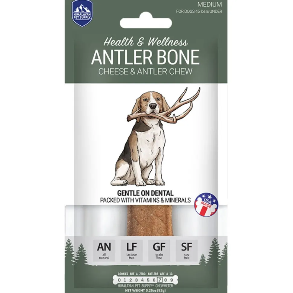 Himalayan Dog Chew Antler Bone Cheese Flavored Chew Dog Treat - Medium 3.25 Oz