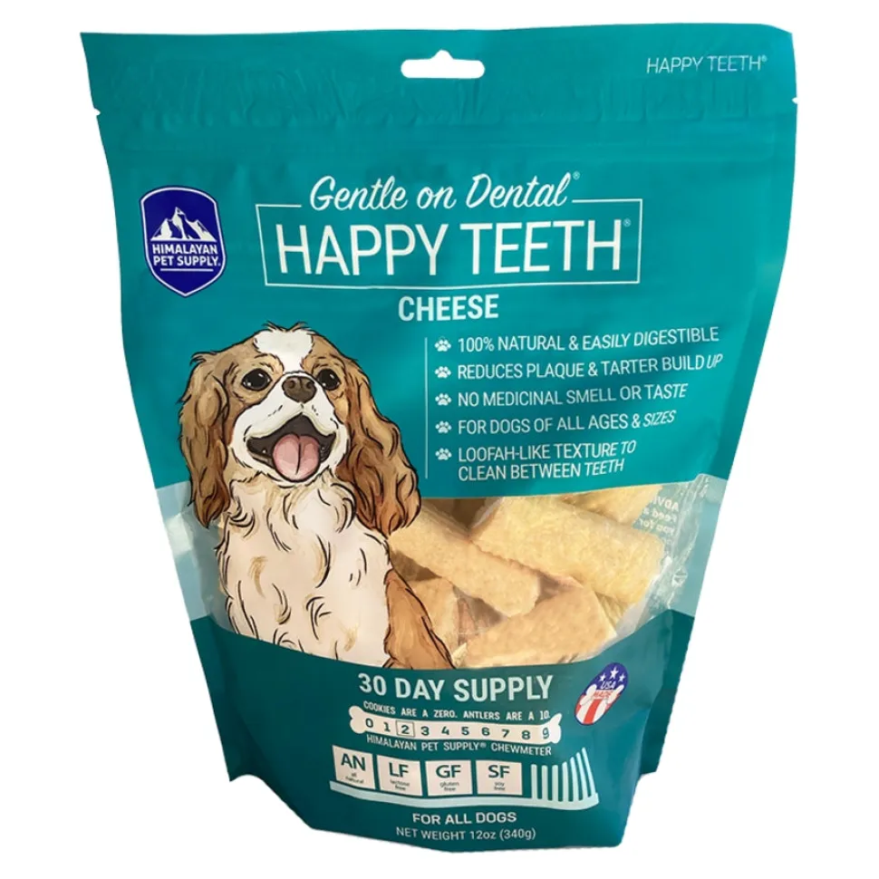 Himalayan Dog Chew Happy Teeth 30 Day Charcoal Cheese Flavored Dental Dog Chews - 12 Oz