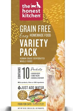 Honest Kitchen Cat Grain-Free Dehydrated 10 Pack Variety Pack - 1 Oz - Case of 10
