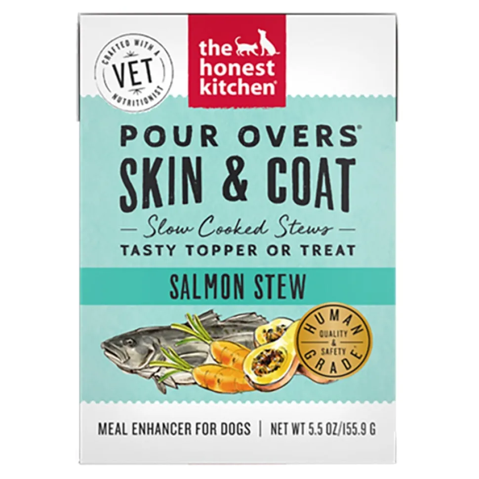 Honest Kitchen Grain-Free Pour Over Skin and Coat Salmon Stew Wet Dog Food Topper - 5.5 Oz - Case of 12