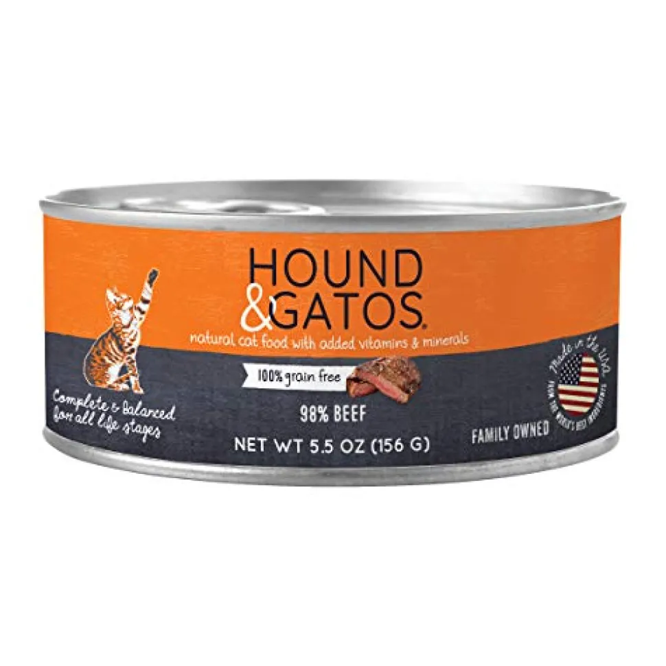 Hound and Gatos Grain-Free Beef Pate Canned Cat Food - 5.5 Oz - Case of 24