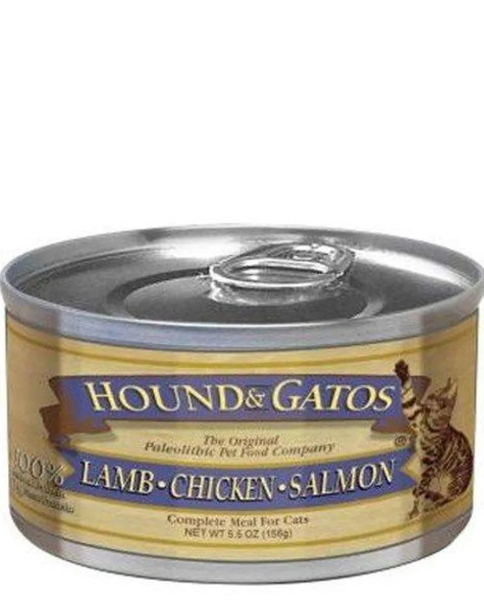 Hound and Gatos Grain-Free Lamb Chicken and Salmon Pate Canned Cat Food - 5.5 Oz - Case of 24