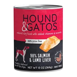 Hound and Gatos Grain-Free Salmon Lamb Liver Pate Canned Dog Food - 13 Oz - Case of 12