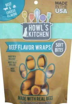 Howl's Kitchen Beef and Cheese Flavor Wrap Soft and Chewy Dog Treats - 12 Oz