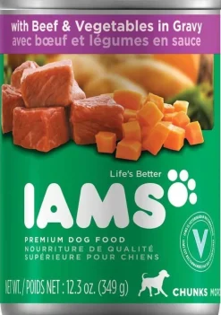 Iams ProActive Chunks with Beef, Beans, Carrots and Rice Canned Dog Food - 13 oz - Case of 12
