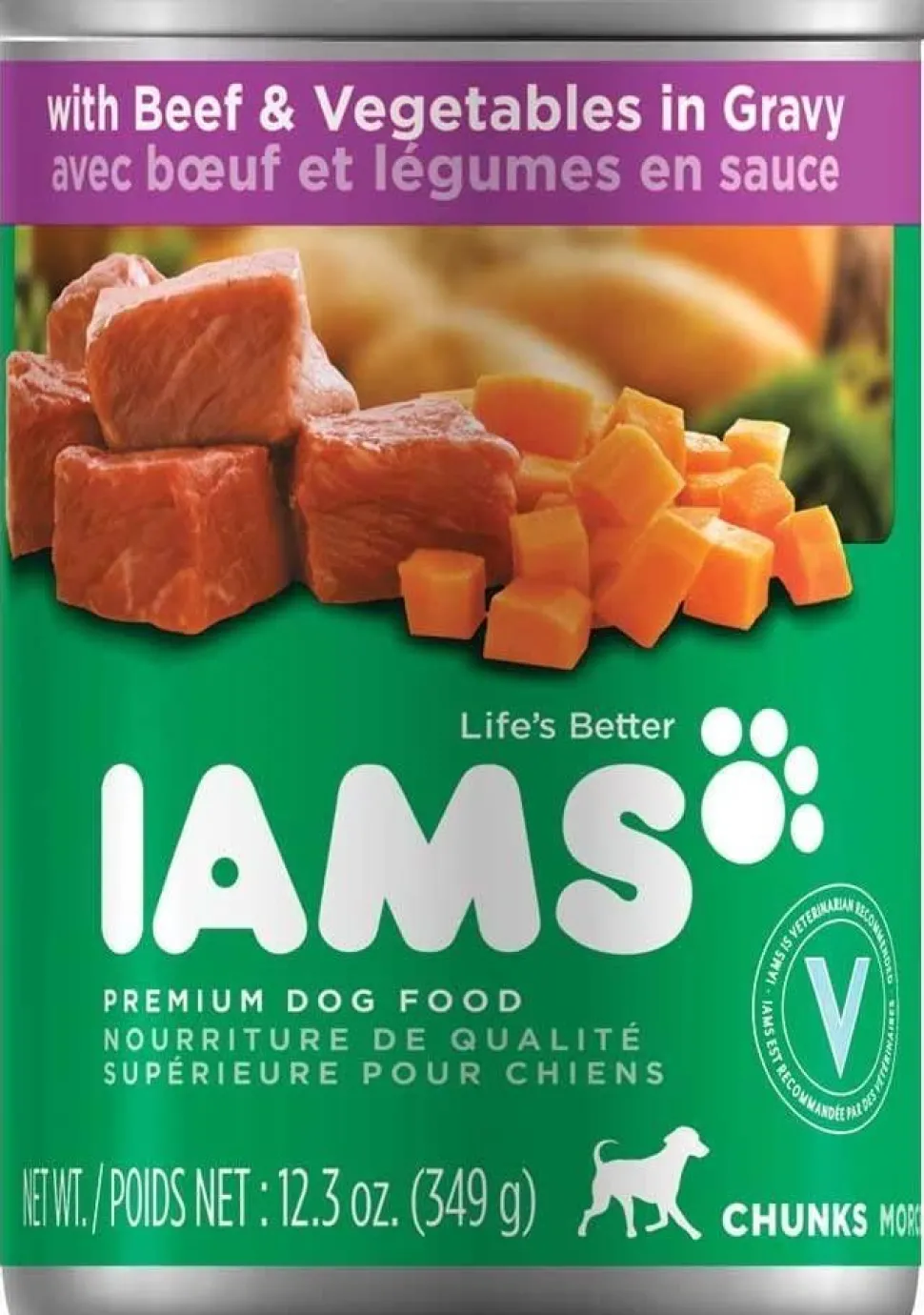 Iams ProActive Chunks with Beef, Beans, Carrots and Rice Canned Dog Food - 13 oz - Case of 12
