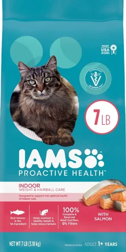Iams ProActive Health Indoor Weight & Hairball Care Salmon Dry Cat Food - 7 lb Bag