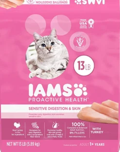 Iams ProActive Health Sensitive Digestion & Skin Dry Cat Food - 13 lb Bag