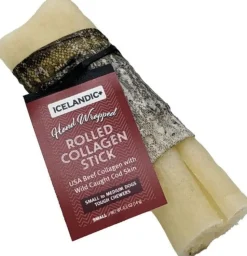Icelandic+ Beef Collagen Chew w/wrapped Fish Natural Dog Chews - 8 In - 18 Pieces