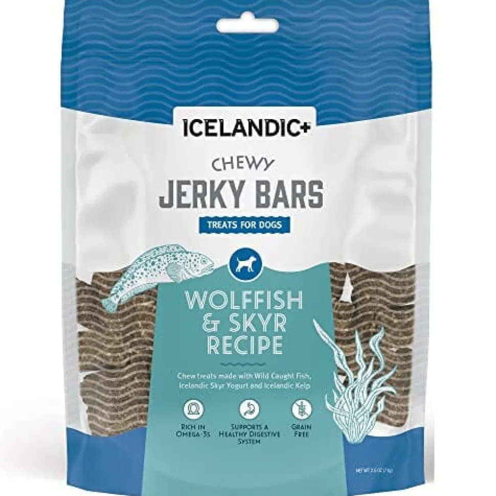 Icelandic+ Chewy Jerky Bars Wolffish, Skyr & Kelp Cat and Dog Jerky Treats - 2.5 Oz