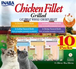 Inaba Chicken Fillet Grilled Variety Pack Cat Treats - Assorted - .9 Oz - 10 Pack