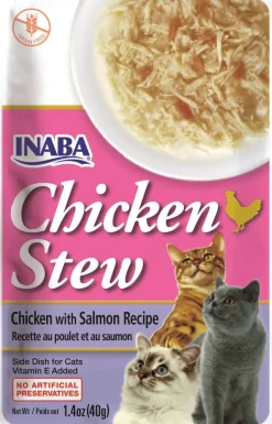 Inaba Chicken Stew Side Dish for Cats Cat Treats - Chicken and Salmon - 1.4 Oz - 6 Pack