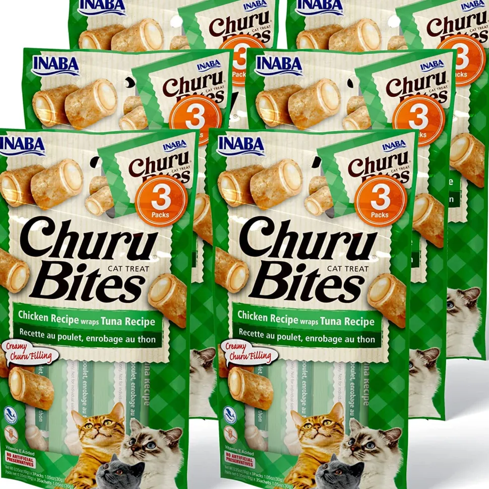 Inaba Churu Bites Cat Treats - Tuna - .35 Oz - 3 Pack - 6 Pack