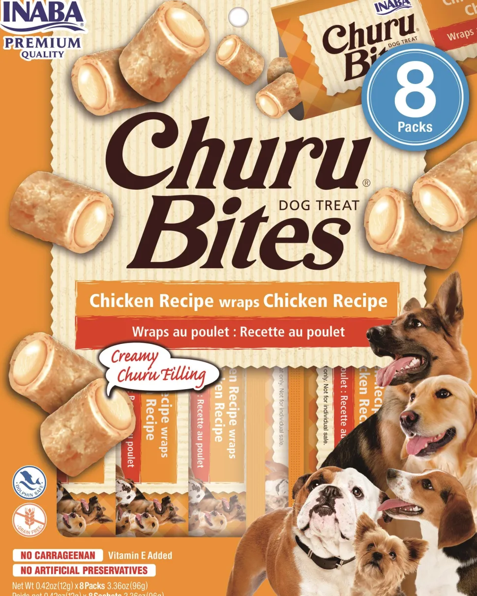 Inaba Churu Bites Chicken Wrapped Soft and Chewy Dog Treats - 4.2 Oz - Case of 6