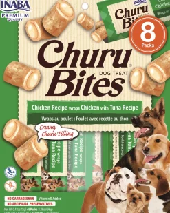 Inaba Churu Bites Chicken and Tuna Wraps Soft and Chewy Dog Treats - 3.36 Oz - Case of 6