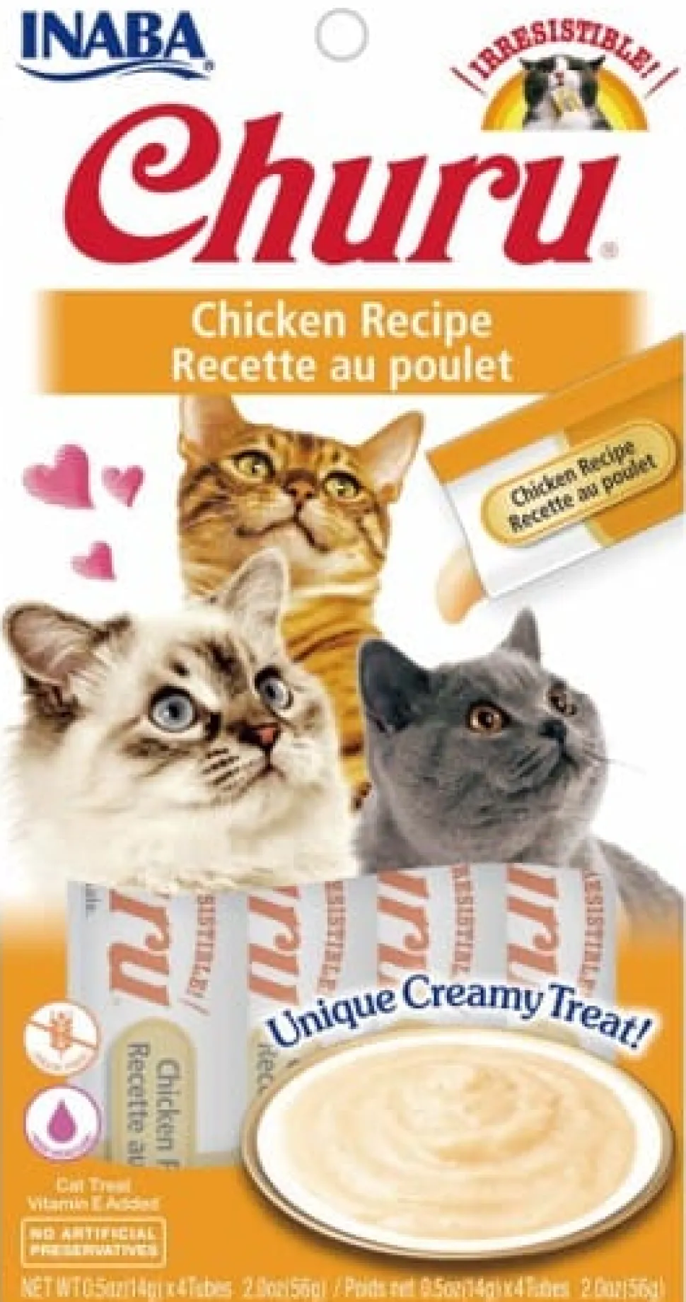 Inaba Churu Puree Cat Treats - Chicken - .5 Oz - 4 Pack - Case of 6