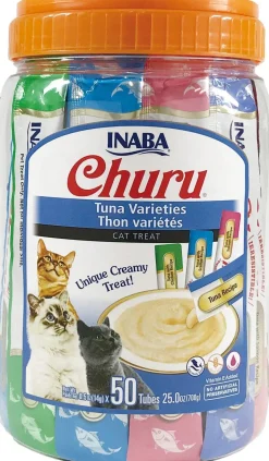 Inaba Churu Puree Cat Treats Variety Pack Cat Treats - Tuna - .5 Oz - 50 Pack