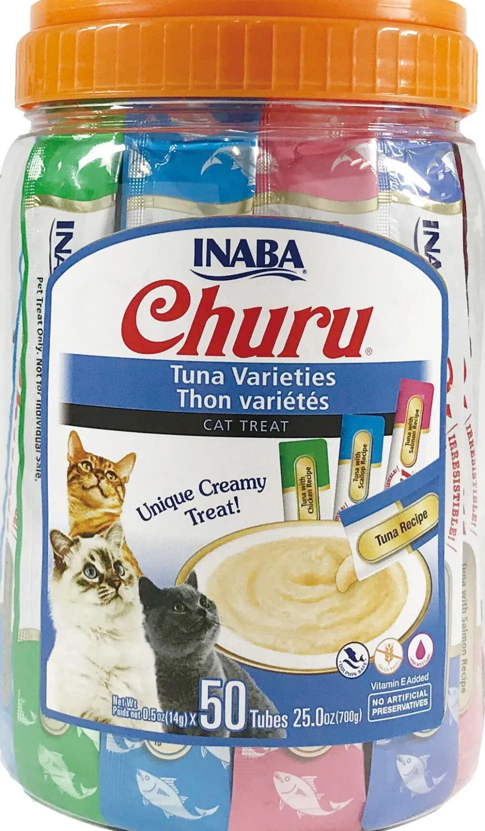 Inaba Churu Puree Cat Treats Variety Pack Cat Treats - Tuna - .5 Oz - 50 Pack