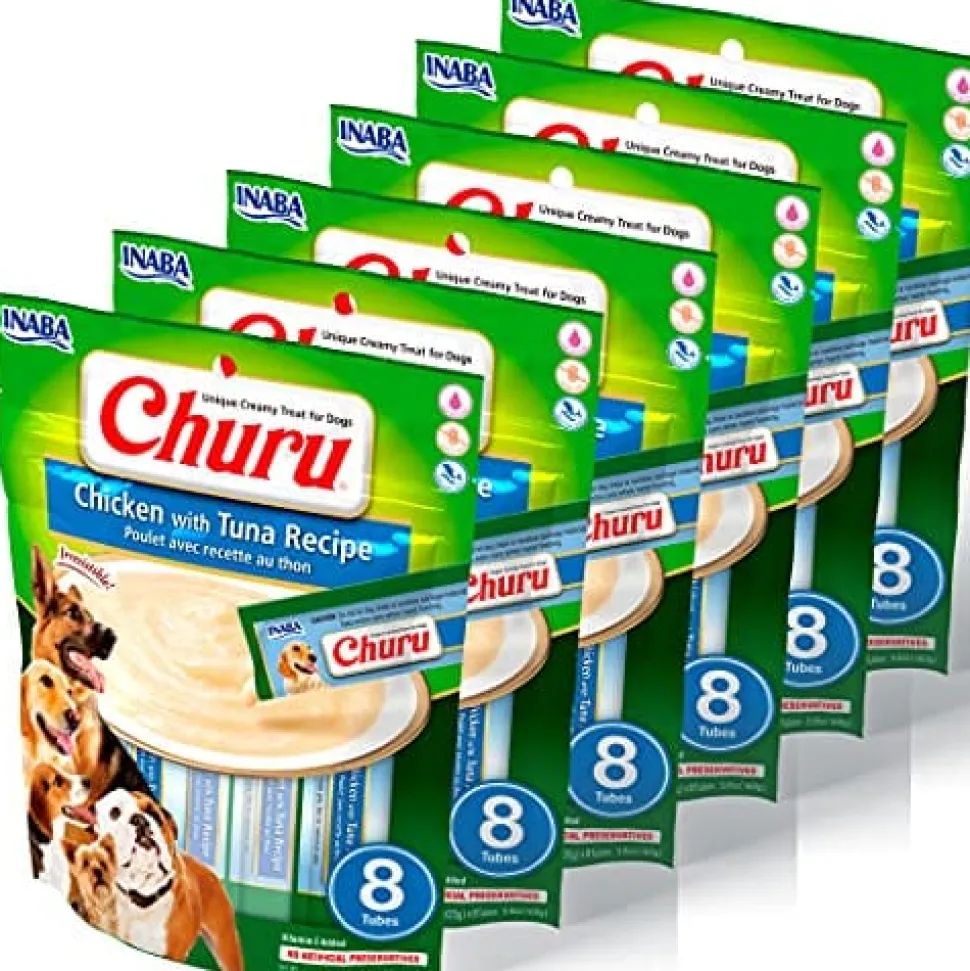 Inaba Churu Puree Dog Treats - Chicken and Tuna - .7 Oz - 8 Pack - 6 Pack