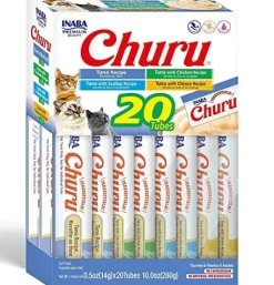 Inaba Churu Tuna Lickable and Squeezable Puree Cat Treats - Variety Pack - .5 Oz - Case of 20
