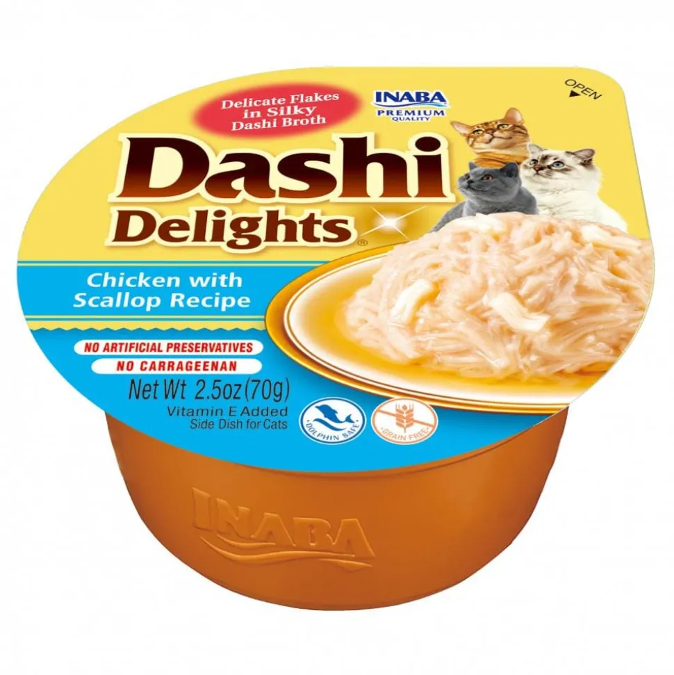 Inaba Dashi Delights Chicken and Scallop Bits in Broth Cat Food Topping - 2.5 Oz - Case of 6