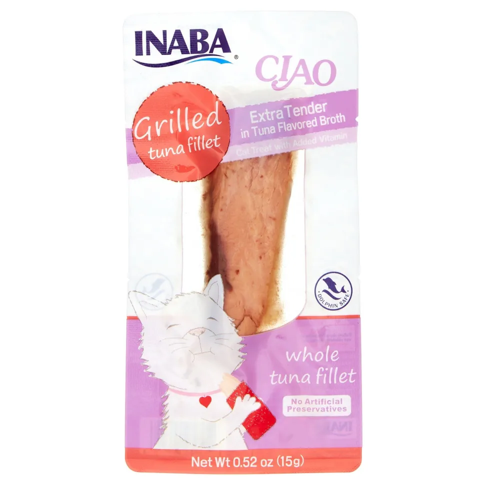 Inaba Tuna Fillet Grilled Xtender with Flavored Broth Cat Treats - Tuna - .52 Oz - 6 Pack
