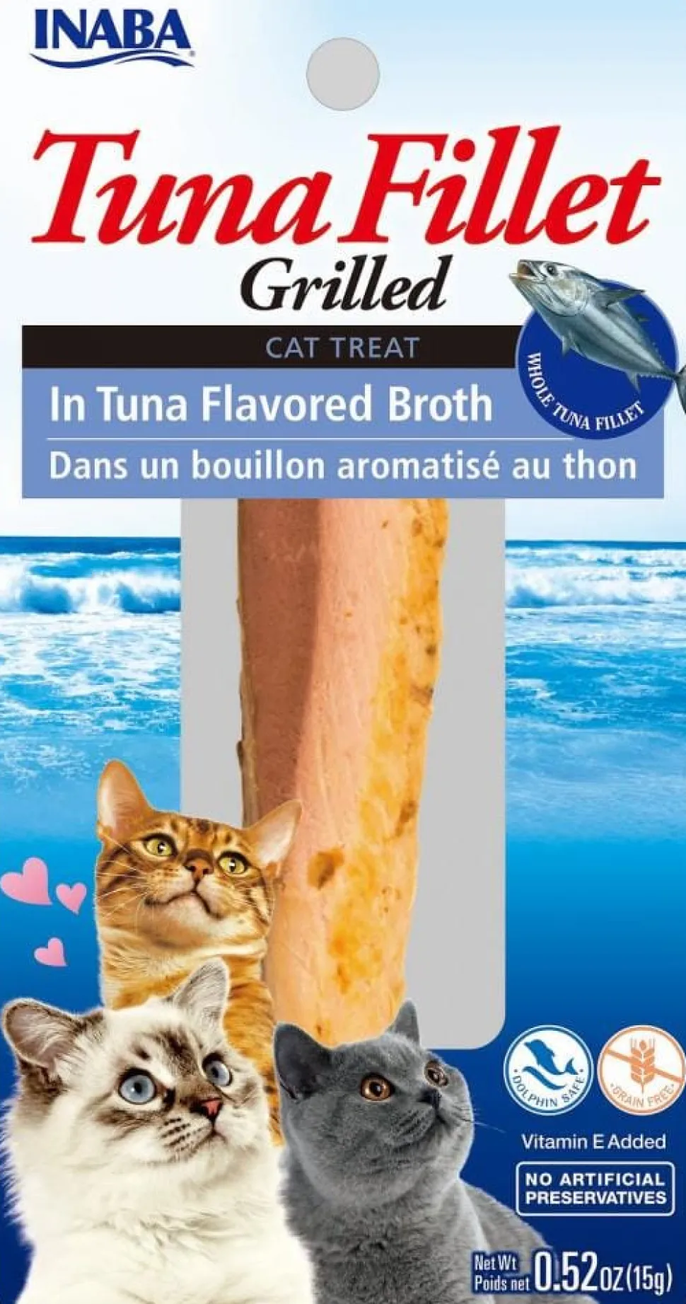 Inaba Tuna Fillet Grilled with Flavored Broth Cat Treats - Tuna - .52 Oz - Case of 6