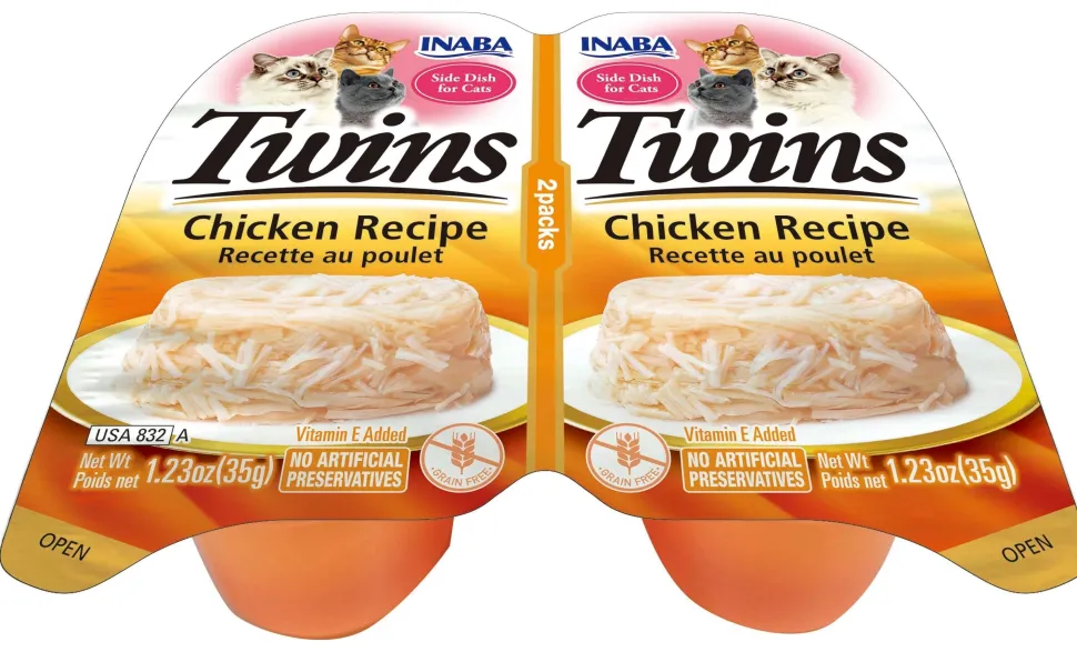 Inaba Twins Side Dish for Cats Cat Treats - Chicken - 1.23 Oz - 2 Pack - Case of 6