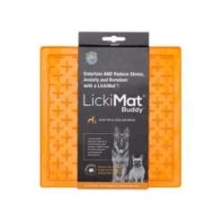 Innovative Pet Lickimat Classic Buddy Slow Feeding Mat for Cats and Dogs - Orange