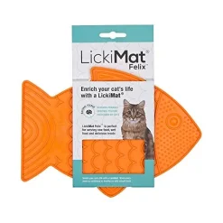 Innovative Pet Lickimat Felix Slow Feeding Mat for Cats - Orange