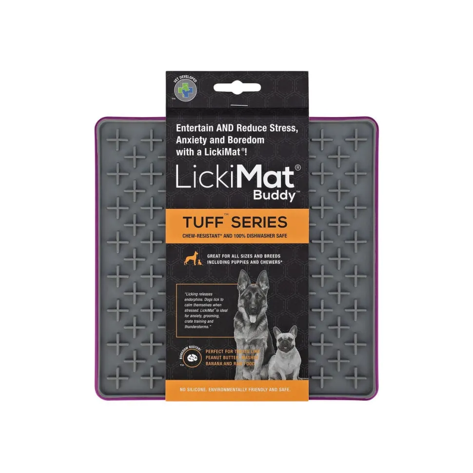 Innovative Pet Lickimat Tuff Buddy Durable Slow Feeding Mat for Dogs - Purple