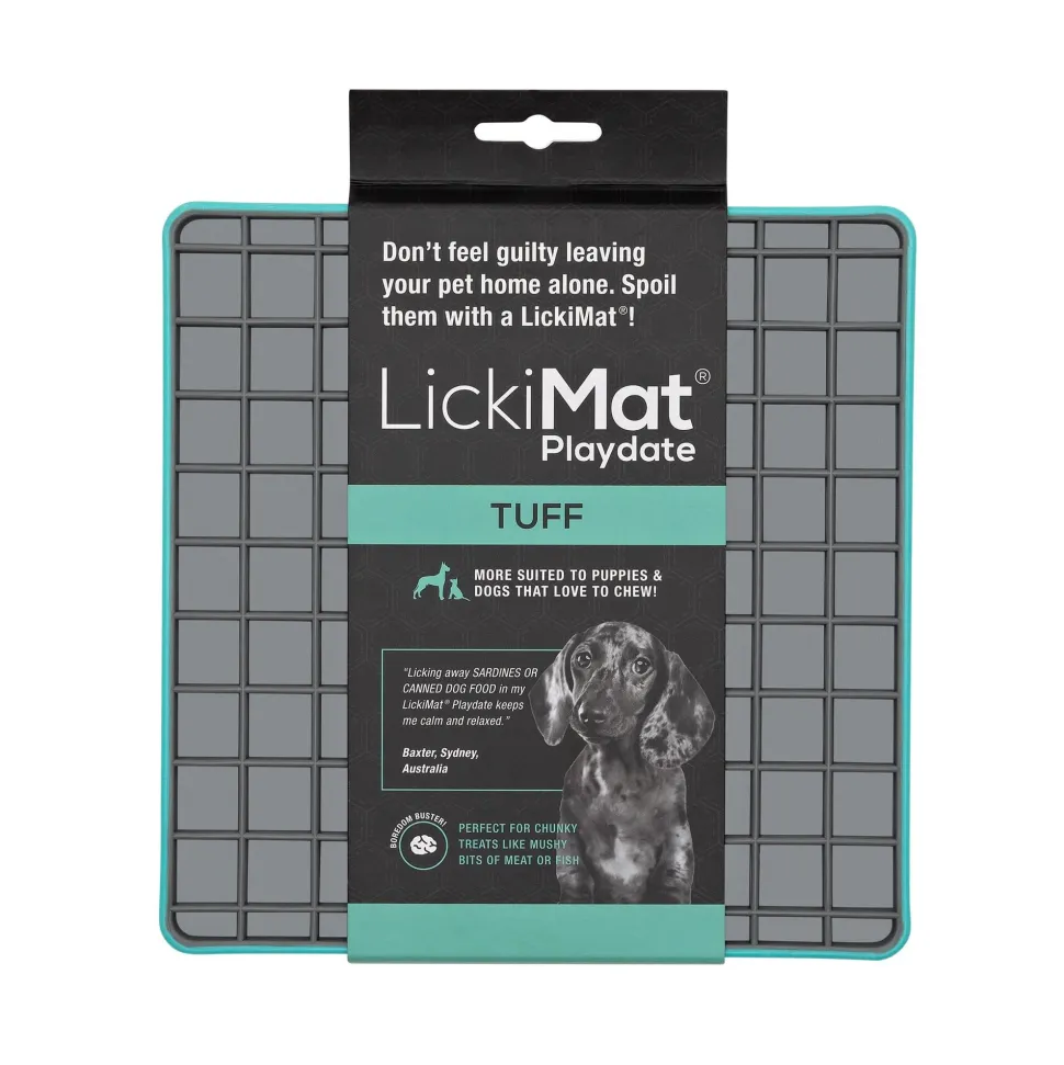 Innovative Pet Lickimat Tuff Playdate Slow Feeding Mat for Dogs - Turquise