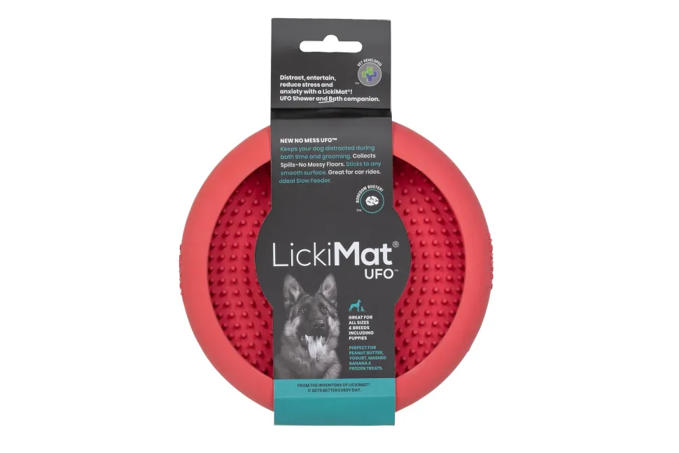 Innovative Pet Lickimat UFO Suction Grip Slow Feeding Rubber Cat and Dog Bowl - Pink