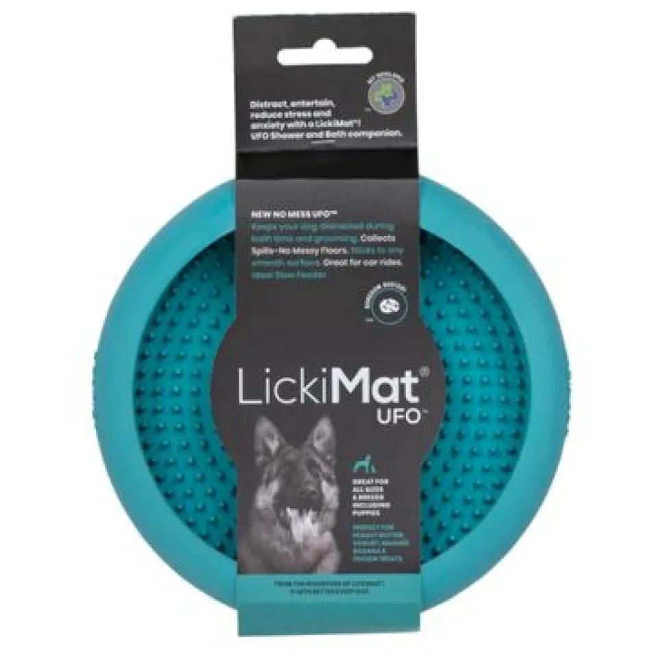 Innovative Pet Lickimat UFO Suction Grip Slow Feeding Rubber Cat and Dog Bowl - Turquise