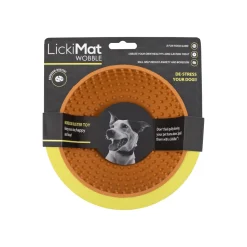 Innovative Pet Lickimat Wobble Slow Feeding Rubber Cat and Dog Bowl - Orange
