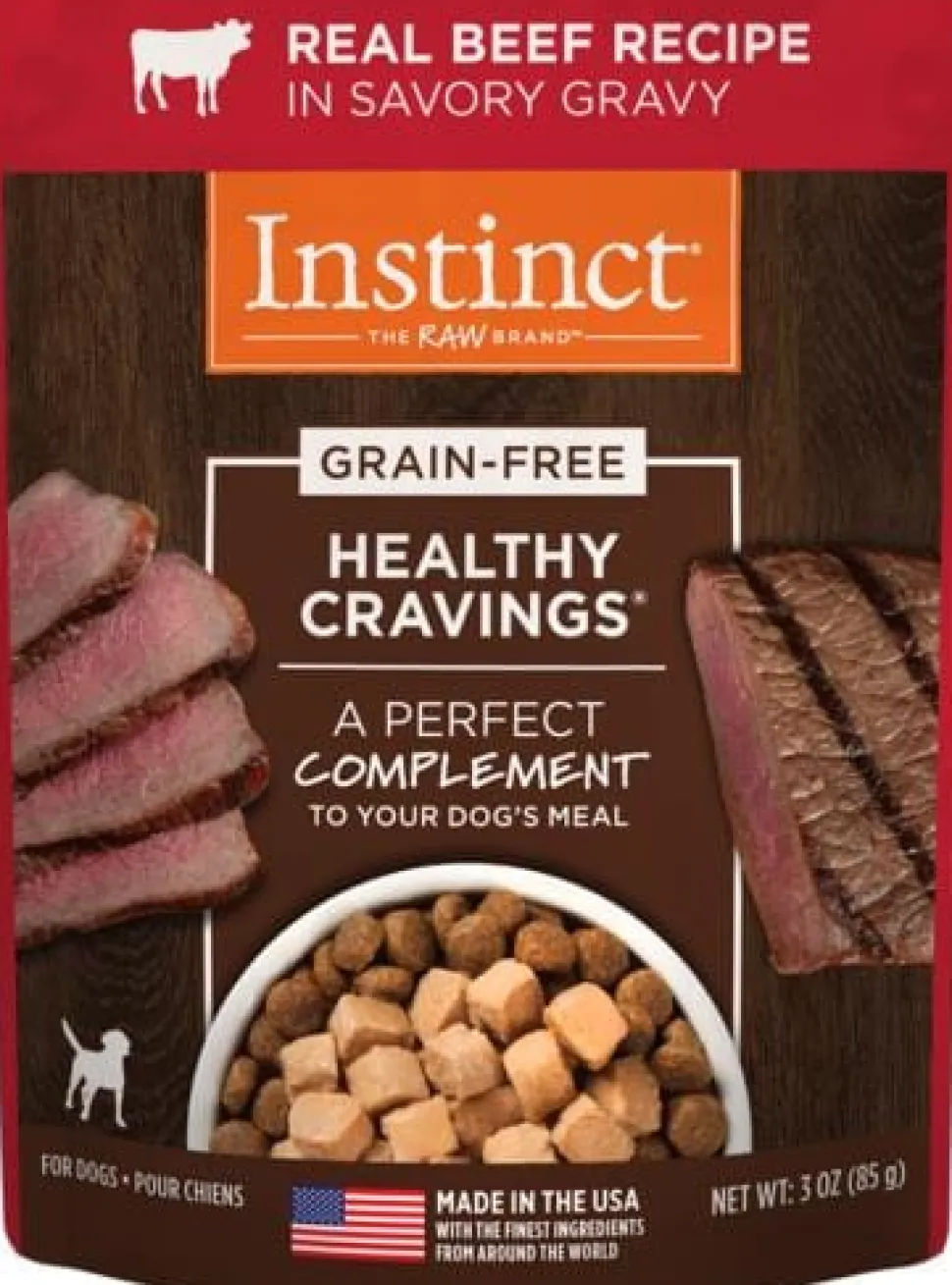 Instinct Healthy Cravings Grain-Free Tender Beef Recipe Meal Topper Pouches for Dogs