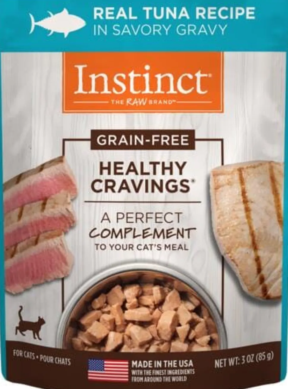 Instinct Healthy Cravings Grain Free Tender Tuna Recipe Meal Topper Pouches for Cats