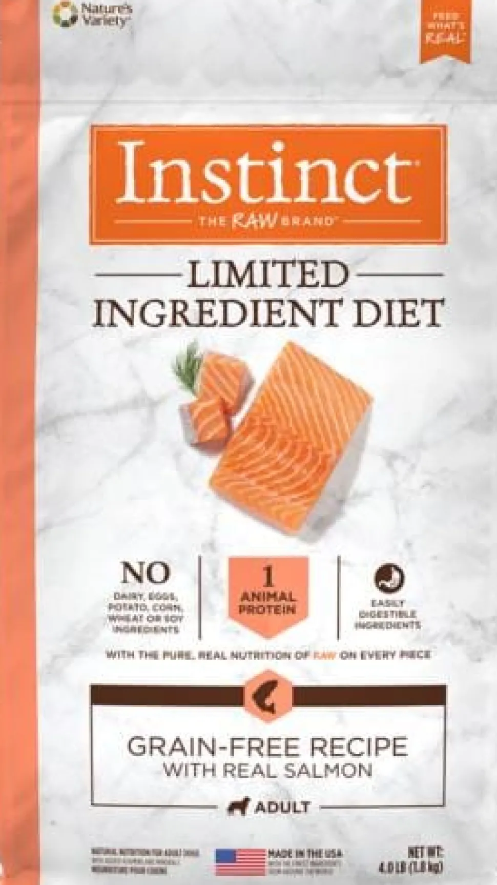Instinct Limited Ingredient Adult Diet Grain Free Real Salmon Recipe Natural Dry Dog Food